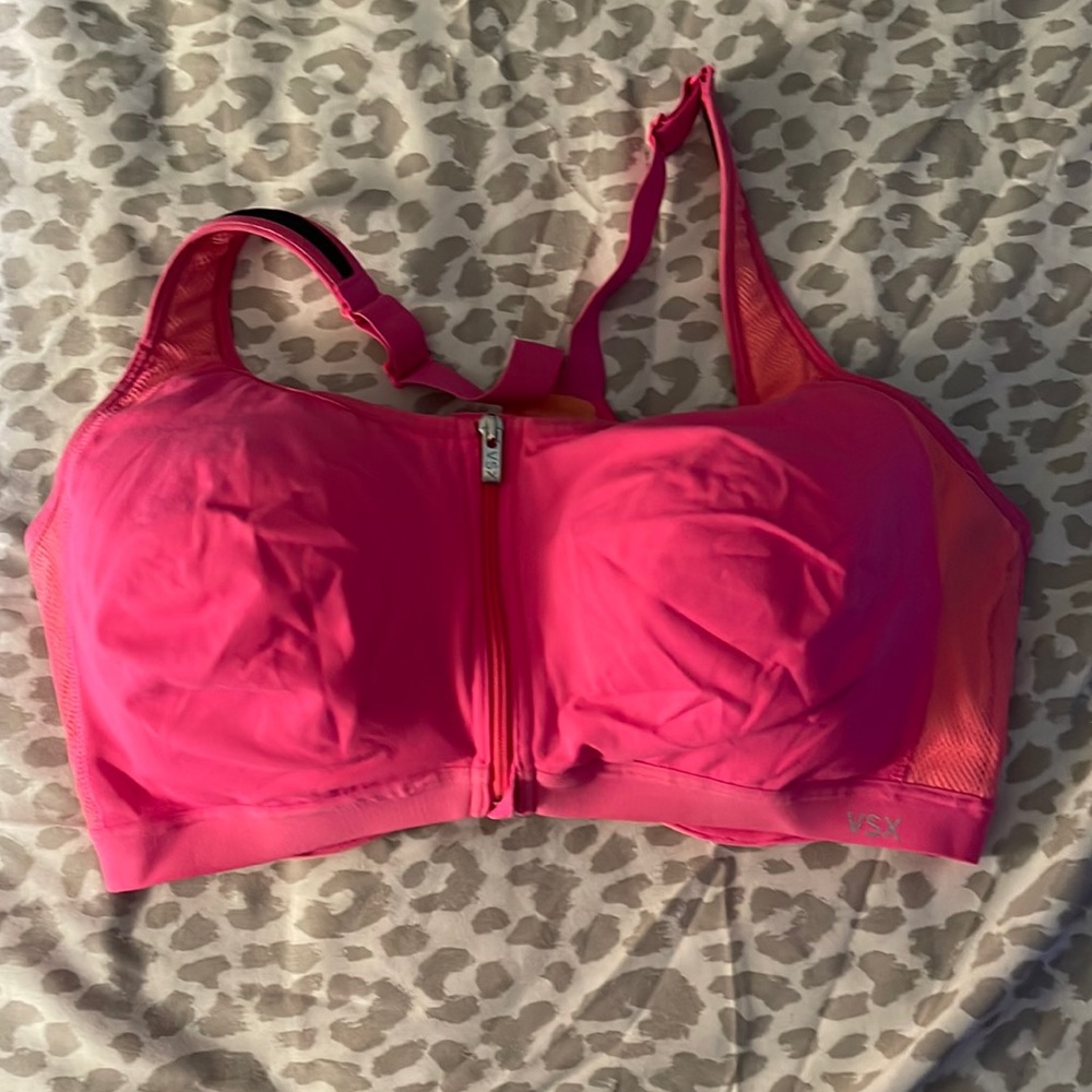 orange & pink VS sports bra